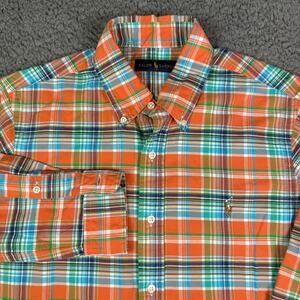 Ralph Lauren Shirt Mens M Multicolor Plaid Button Down Oxford OCBD Flesh Pony